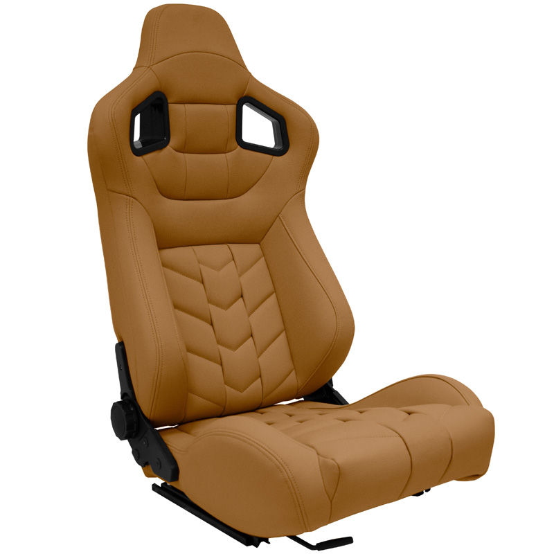 Siège baquet 'GK' - Beige Simili Cuir - Dossier réglable - incl. glissières