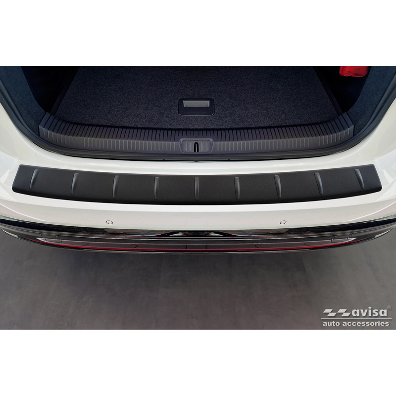 Protection de seuil arrière inox noir mat sur mesure pour Volkswagen ID.7 2023- 'Ribs'