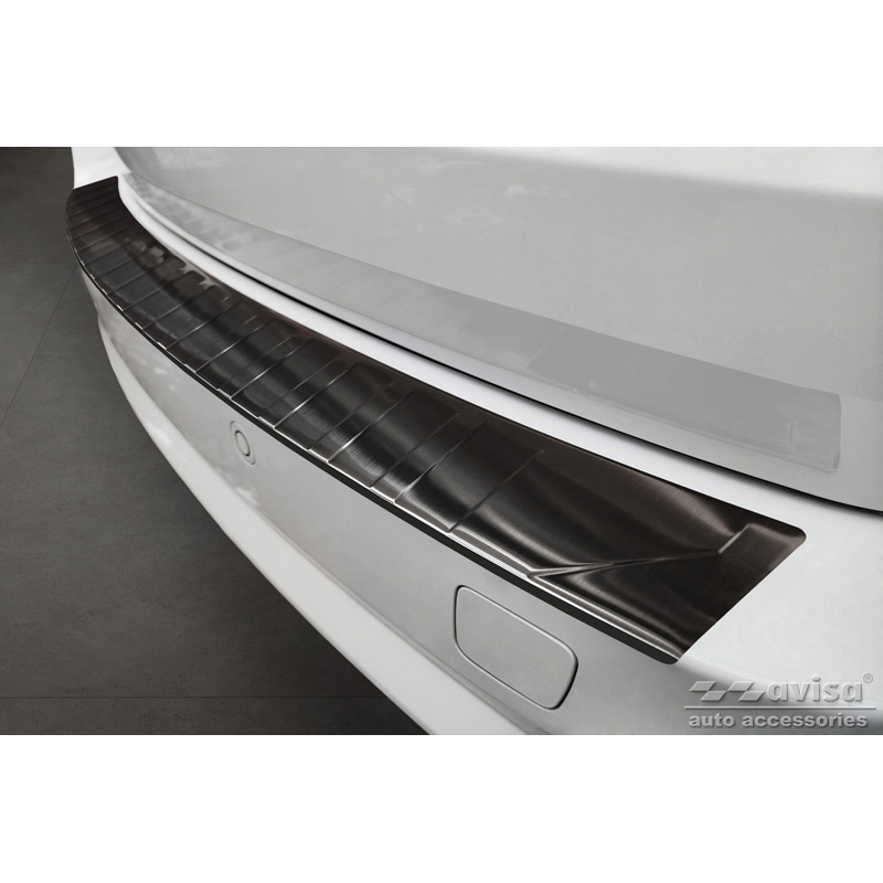 Protection de seuil arrière inox Noir sur mesure pour BMW X5 F15 2013-2018 avec Pacquet-M 'Ribs'