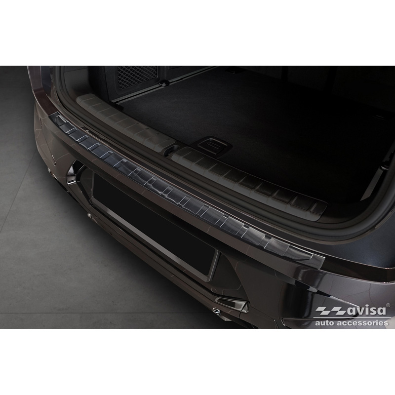 Protection de seuil arrière inox Noir sur mesure pour BMW X4 G02/F98 M Competition Facelift 2021- 'Ribs'