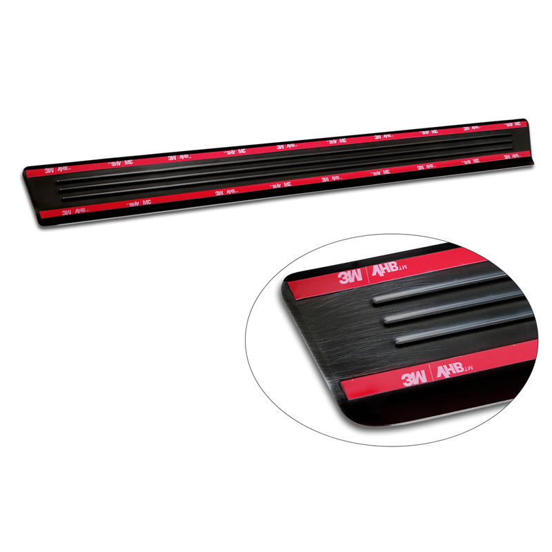 Seuils de portes inoxydable noir sur mesure pour Volkswagen Caddy V 2020- 'Lines' - 2-pièces