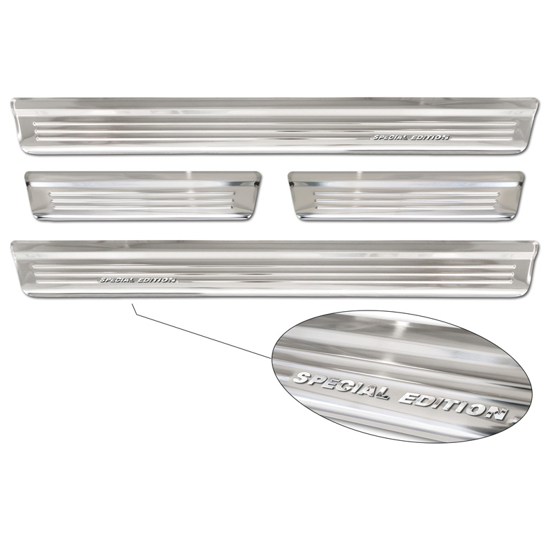 Seuils de portes inoxydable argent sur mesure pour Nissan Qashqai III 2021- - 'Special Edition' - 4-pièces