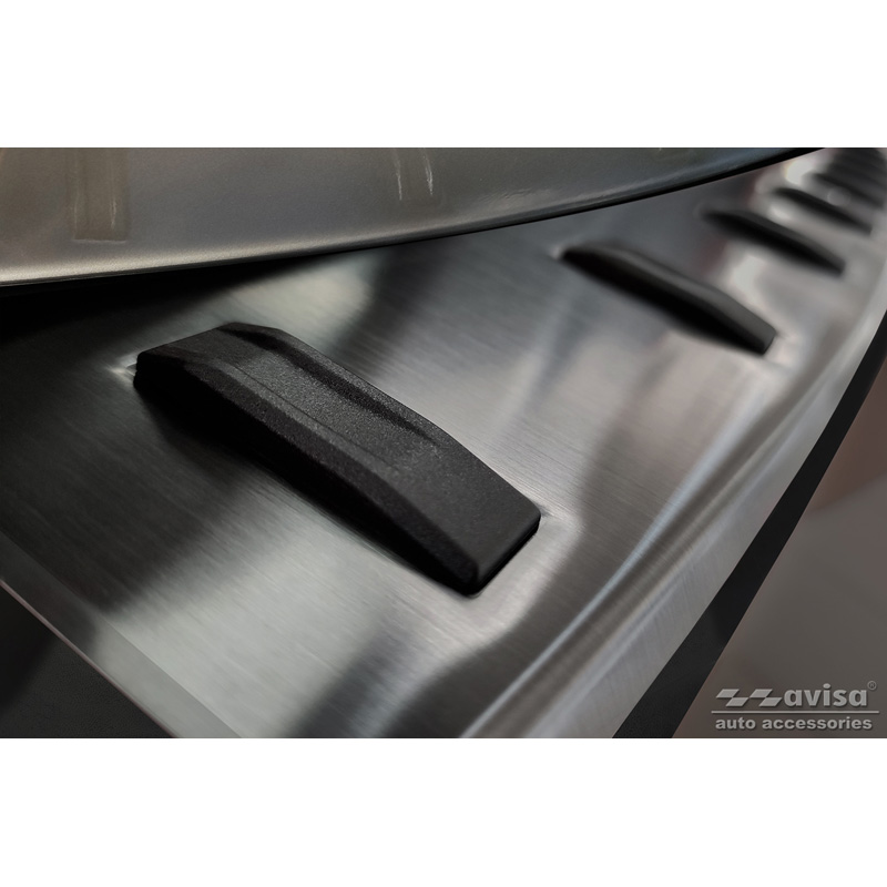 Protection de seuil arrière inox noir sur mesure pour Volkswagen Transporter T5 2003-2015 incl. Multivan/Caravelle 'STRONG EDITION'