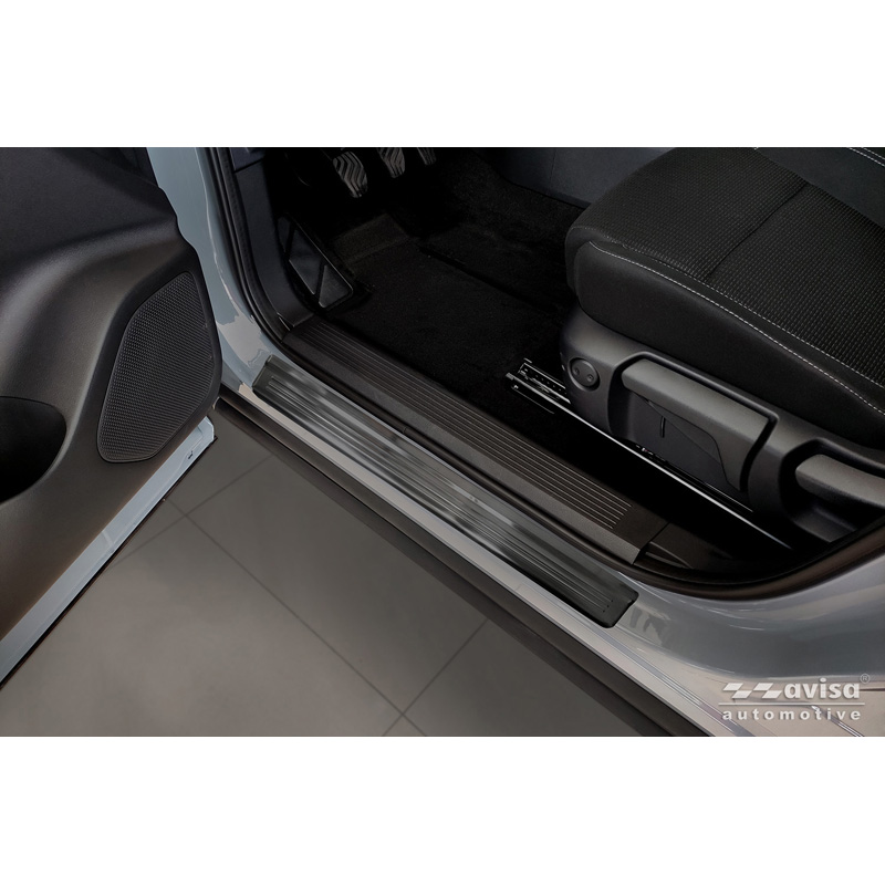 Avisa Seuils de portes inox noir sur mesure pour Nissan Qashqai III 2021-2024 & Facelift 2024- - 'Lines' - 4-pièces