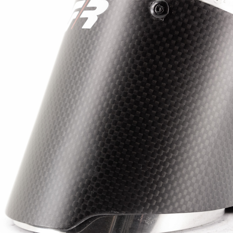 Simoni Racing Embout d'Échappement Rond/Oblique Carboné-Mattes+Inox - Ø102xL155mm - Montage 50-76mm