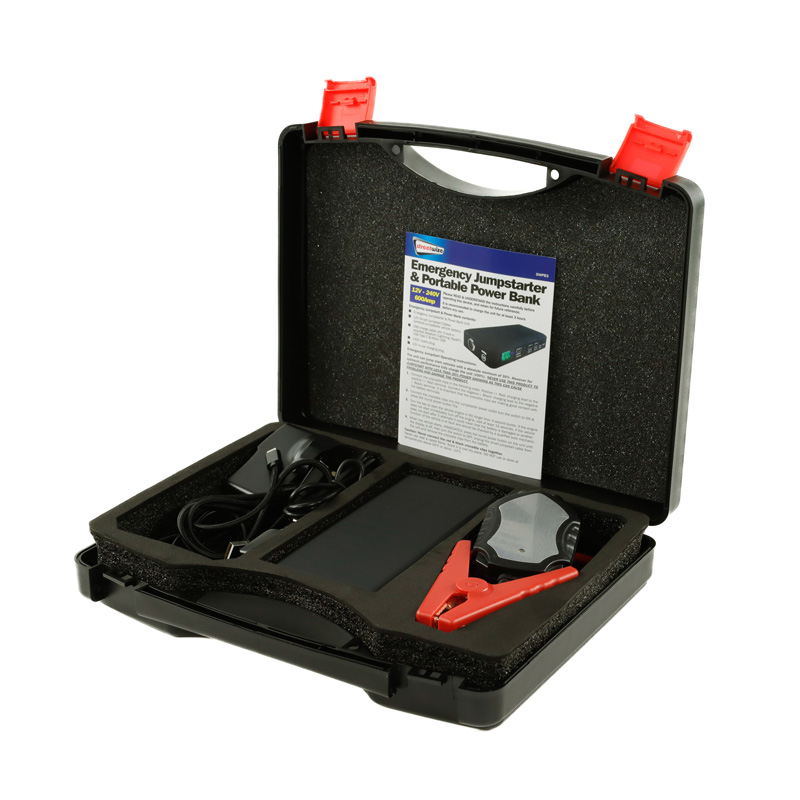 Démarreur d'urgence 600A et batterie externe portable + LED