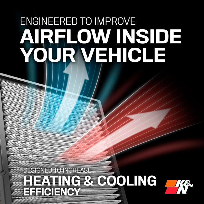 K&N Filtre à Air d'Habitacle sur mesure pour Audi A4 / A5 / A6 / A7 / A8 / Q5 / Q6 / Q7 / Q8 (y compris les versions S, RS, Quattro, Avant et Sportback) (VF3027)