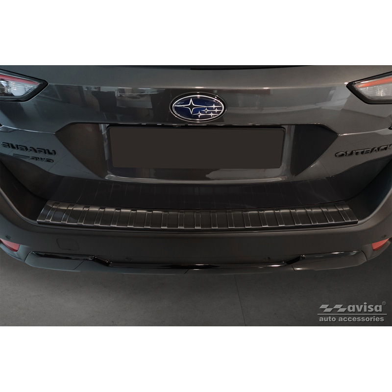 Protection de seuil arrière inox noir sur mesure pour Subaru Outback (BT) 2020- 'Ribs'