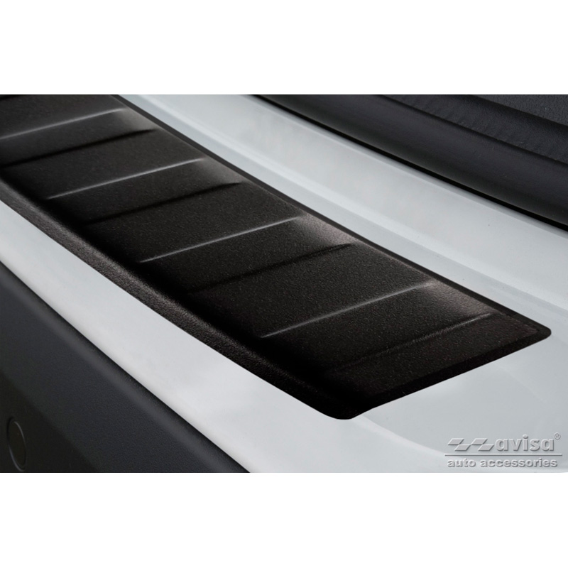 Protection de seuil arrière inox noir mat sur mesure pour BMW X1 (F48) 2015-2022 'Ribs'