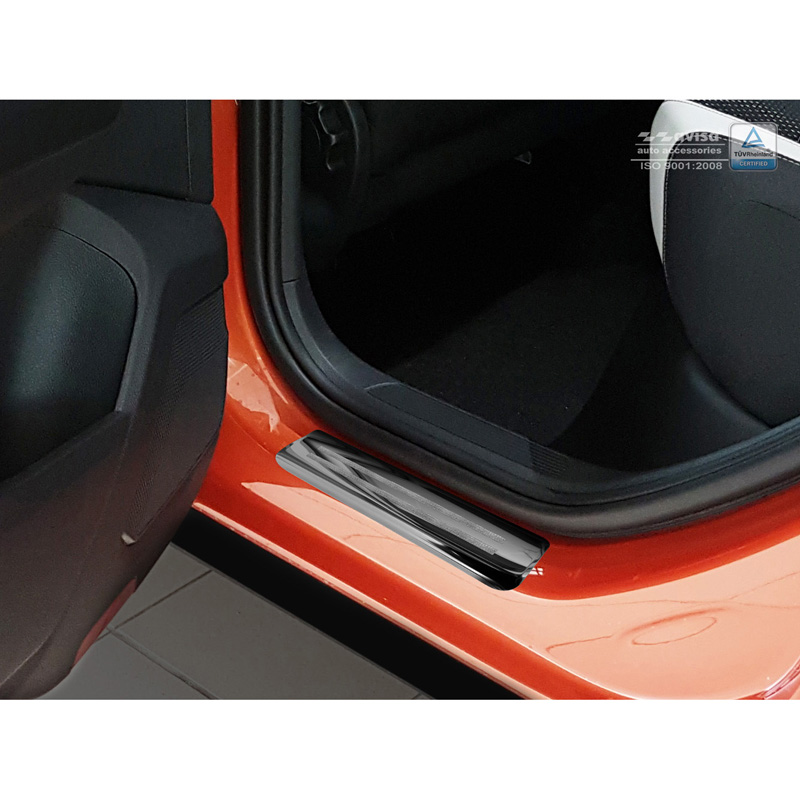 Seuils de portes inoxydable noir sur mesure pour Volkswagen T-Roc 2017-2022 & Facelift 2022 - 'Sportline' - 4-pièces