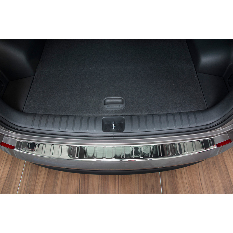 Protection de seuil arrière inox sur mesure pour Hyundai Tucson 2015-2018 'Ribs'