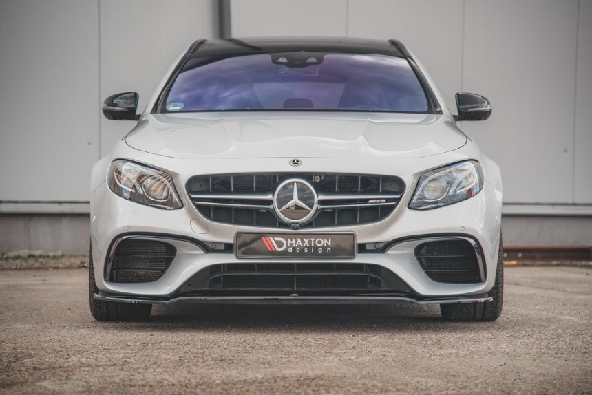 Voorspoiler Mercedes E63 AMG (Estate/Sedan) W213 Maxton Design glans zwart V.1