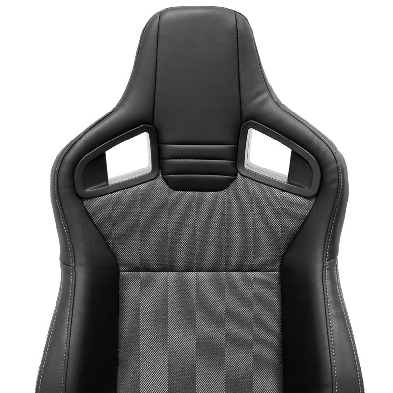 Siège baquet 'NK' - Simili Cuir Noir + Gris Textile - Dossier réglable - incl. glissières