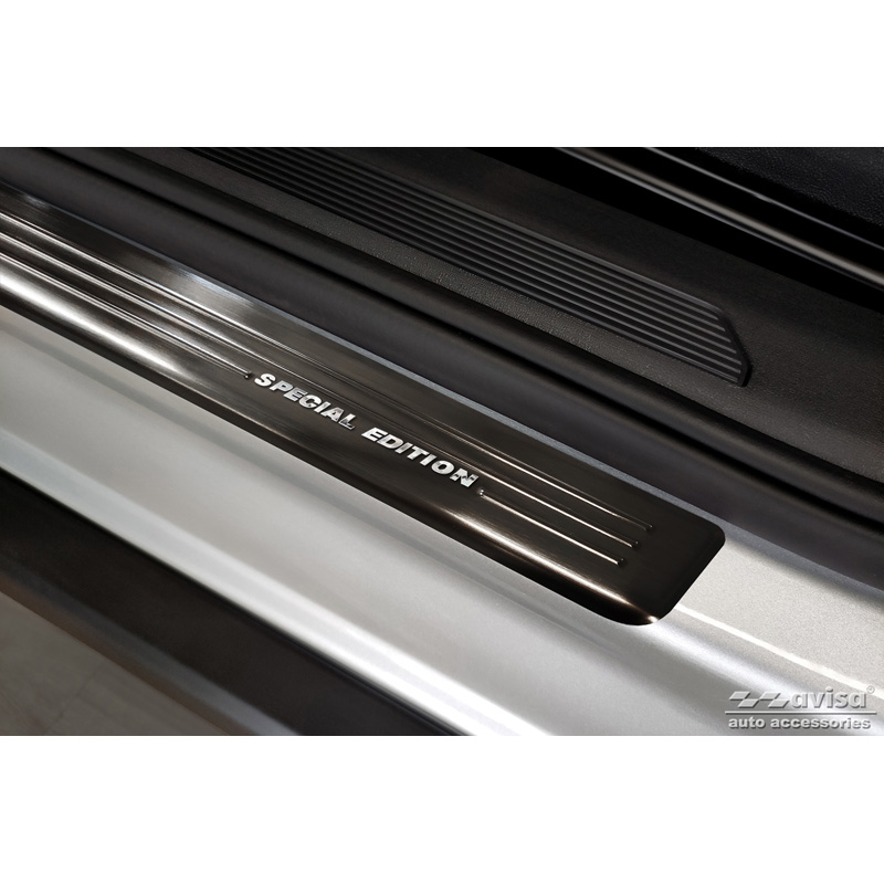 Seuils de portes inoxydable noir sur mesure pourSkoda Enyaq iV 2020- - 'Special Edition' - 4-pièces