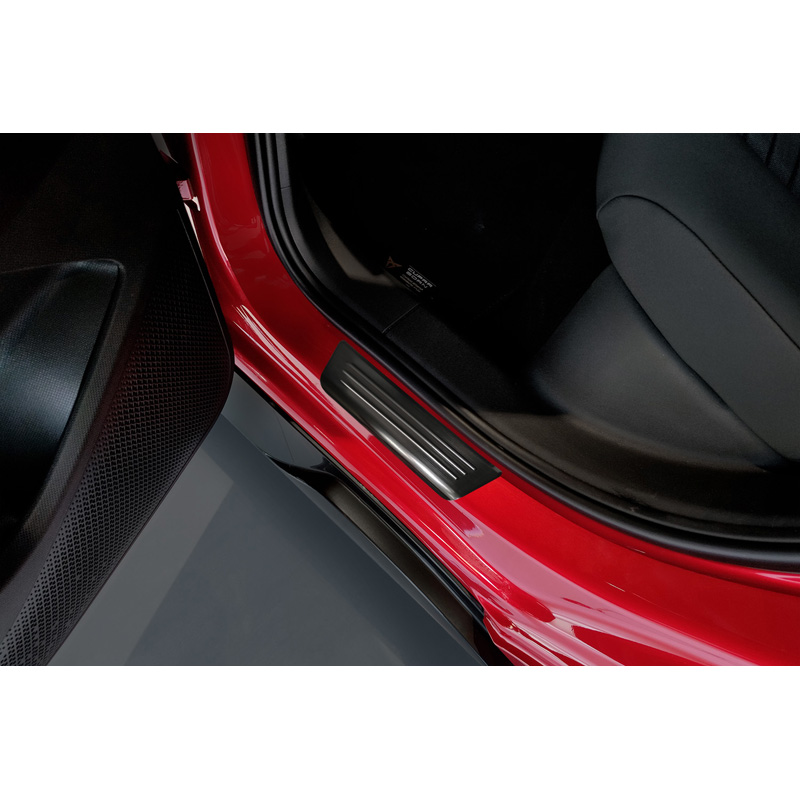 Avisa Seuils de portes inoxydable noir sur mesure pour Cupra Born 2021- 'Insert cuivre avec lignes' - 4-pièces