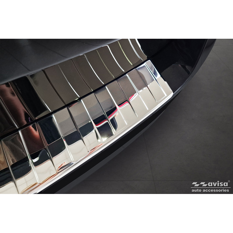Protection de seuil arrière inox Chrome sur mesure pour Skoda Superb Combi 2015-2019 incl. Facelift 2019-2024 & Scout 'Ribs'