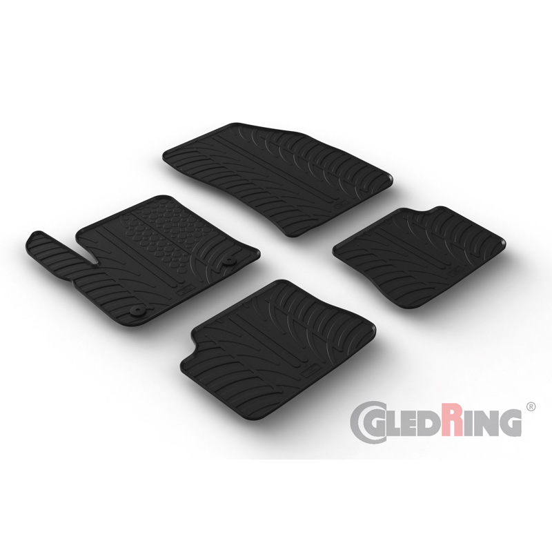 Set tapis de caoutchouc sur mesure pour Peugeot e-208 II & Opel e-Corsa F 2019- / Mokka-e 2020- (T profil 4-pièces + clips de montage)