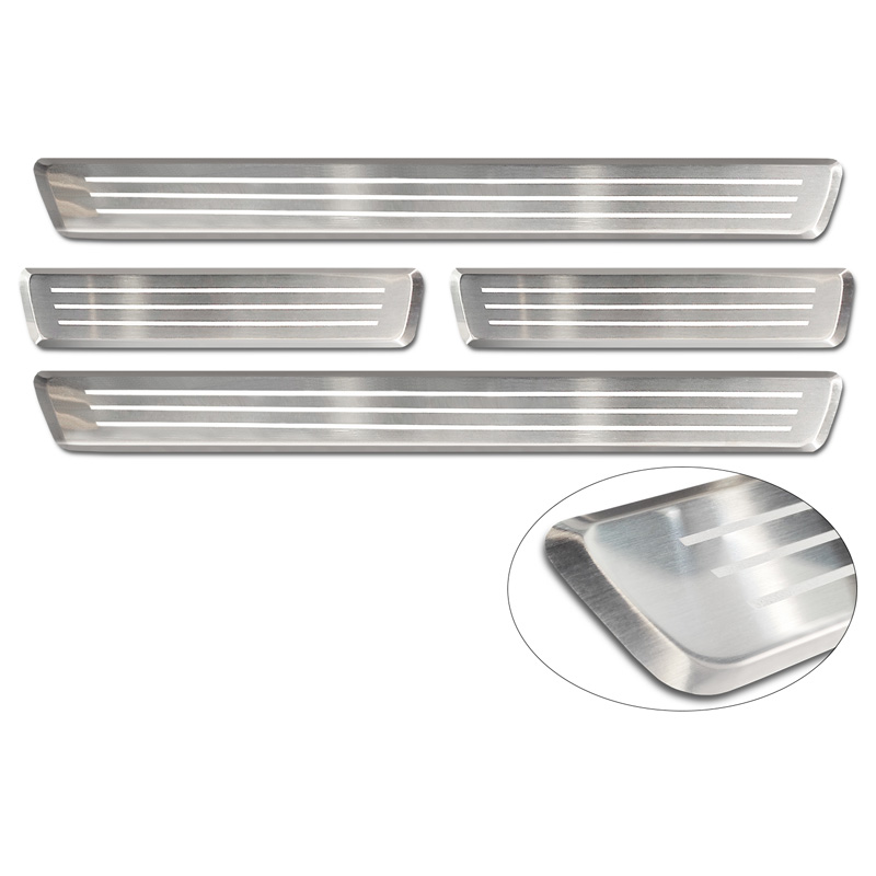 Seuils de portes inoxydable sur mesure pour Volvo V90 & V90 Cross Country 2016- - 'Engraved Lines' - 4-pièces