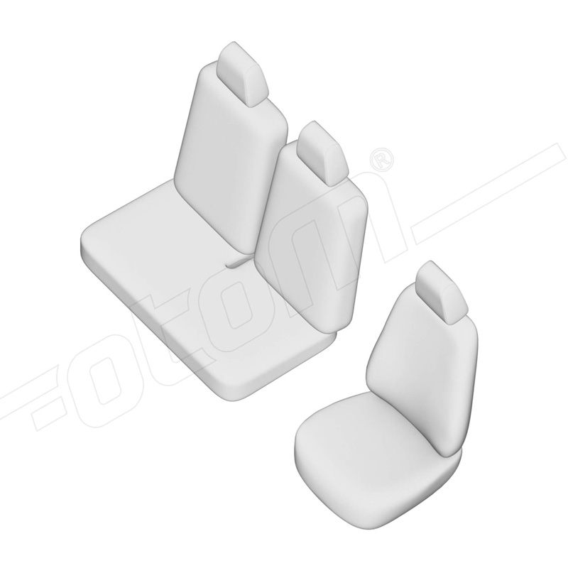 New York Design Housses de siège en cuir artificiel 2+1 sur mesure pour Ford Transit Custom 2023- (Dossier de banquette divisé)