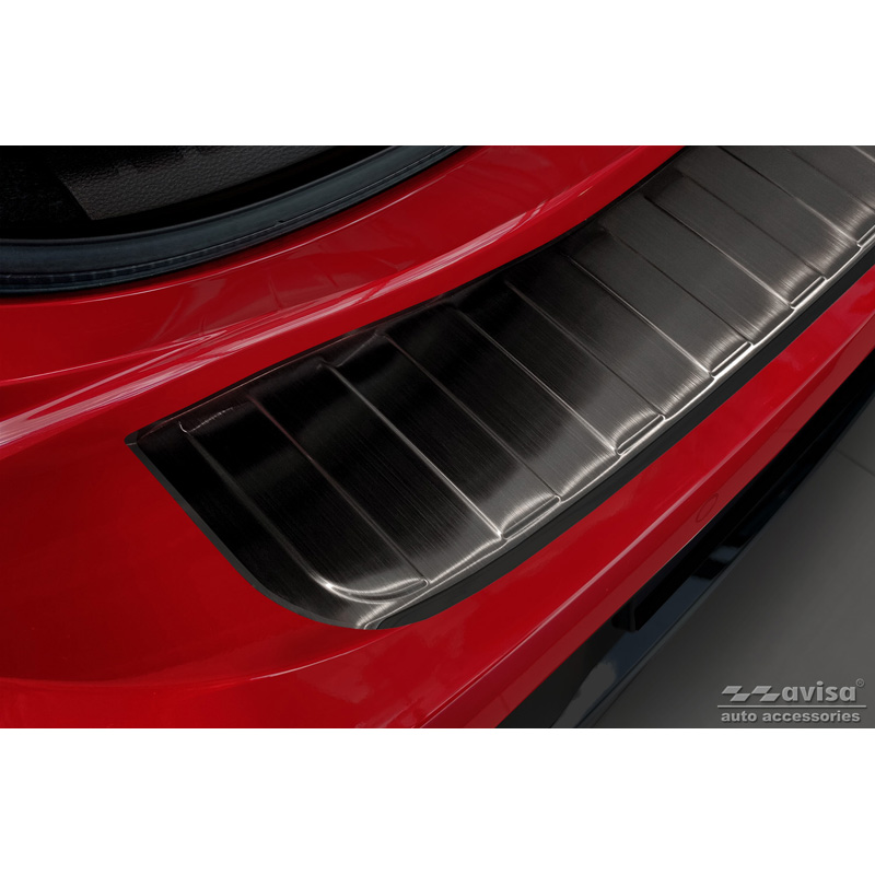 Protection de seuil arrière inox noir sur mesure pour Toyota Corolla XII HB 2019- (incl. GR-Sport) 'Ribs'