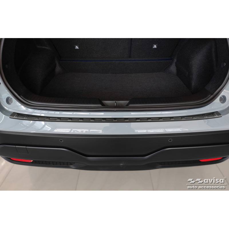 Protection de seuil arrière inox noir sur mesure pour Nissan Qashqai III 2021- 'Ribs'