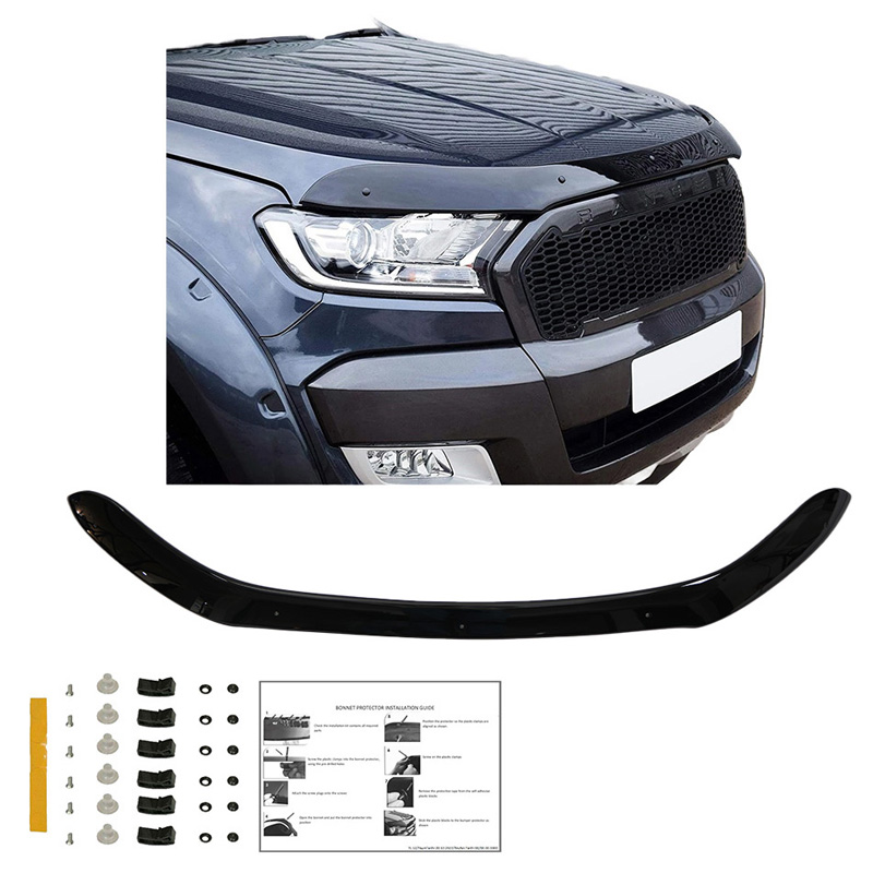 Protection du capot sur mesure pour Ford Ranger T7/T8 2015-2022 - Noir brillant