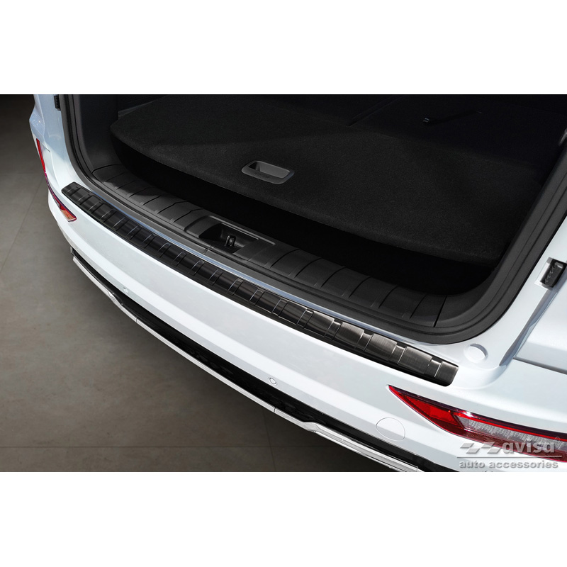 Protection de seuil arrière inox noir sur mesure pour Ssangyong Rexton (YK) Facelift 2021- 'Ribs'