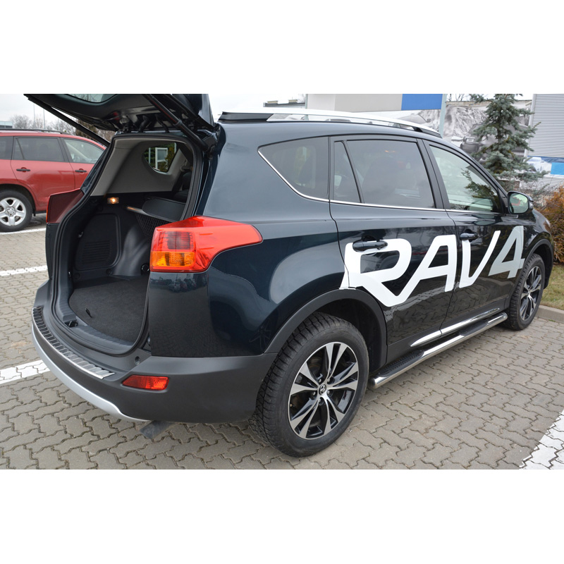 Protection de seuil arrière inox sur mesure pour Toyota RAV-4 2013-2015 'Ribs'