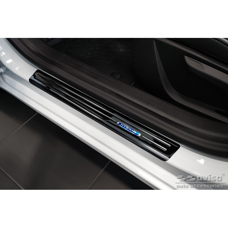 Seuils de portes inoxydable noir sur mesure pour Renault Clio V 2019- Incl. Facelift 'Hybrid' - 2-pièces