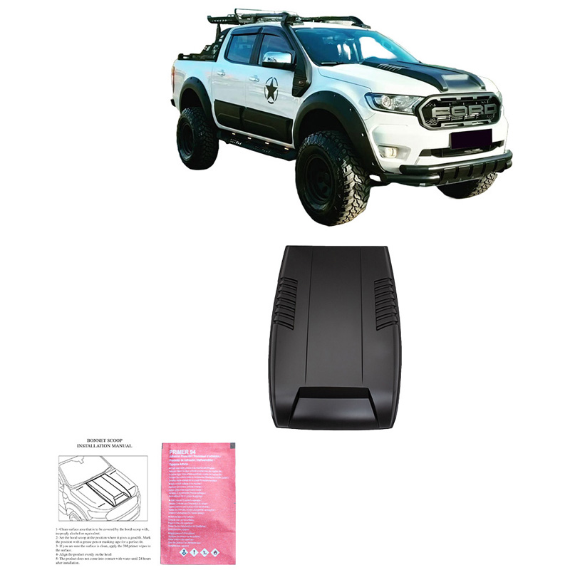 Écope de capot sur mesure pour Ford Ranger T7/T8 2015-2022 - Noir mat