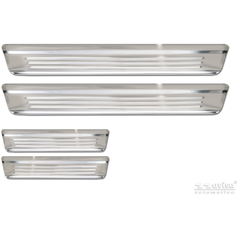 Avisa Seuils de portes inoxydable argent sur mesure pour Nissan Qashqai III 2021-2024 & Facelift 2024- - 'Lines' - 4-pièces