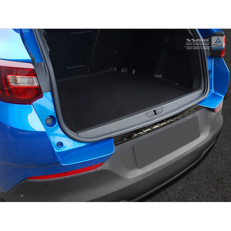 Protection de seuil arrière inox noir sur mesure pour Opel Grandland X 2017-2021 'Ribs'