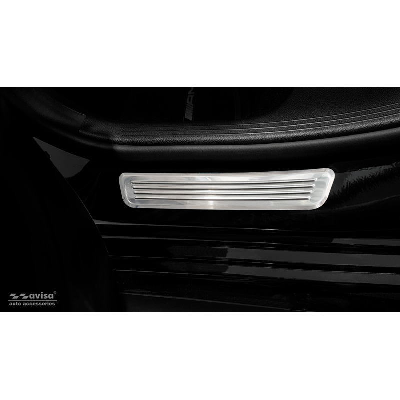 Seuils de portes inoxydable sur mesure pour Mercedes Classe-C W205 2014-2019 & FL 2019-2021 & W206 2021- 2-pièces (portes arrières)