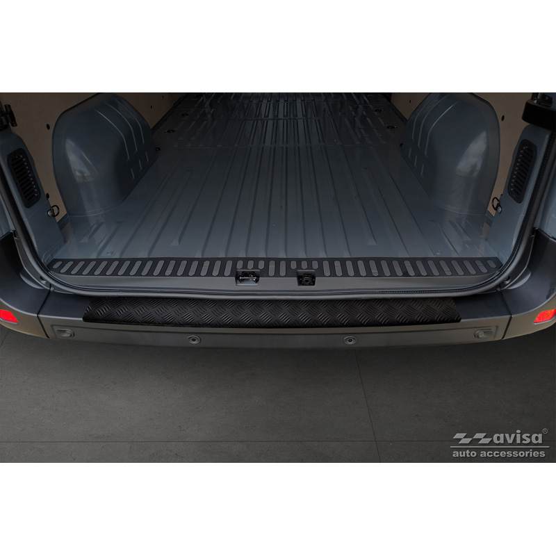 Protection de seuil arrière en aluminium noir mat sur mesure pour Opel Movano / Renault Master II 2010-2018 & 2018-2021 'Riffled Plate'