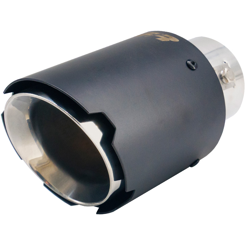 Simoni Racing Embout d'Échappement Rond/Oblique Noir-mattes+Inox - Ø89xL152mm - Montage ->35-62mm