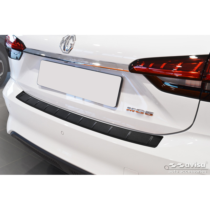 Protection de seuil arrière inox noir mat sur mesure pour MG 5 SW (EV) 2022- 'Ribs'