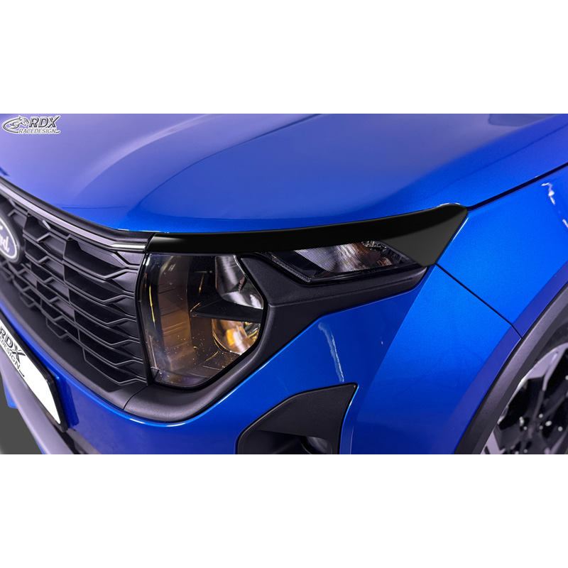 RDX Spoilers de phares sur mesure pour Ford Transit Courier & Tourneo Courier 2023- (sans clignotants LED ni feux diurnes) (ABS Noir Brillant)