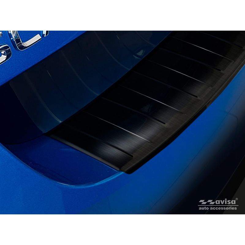 Protection de seuil arrière inox noir sur mesure pour Skoda Scala 2019-2024 & Facelift 2024- 'Ribs'