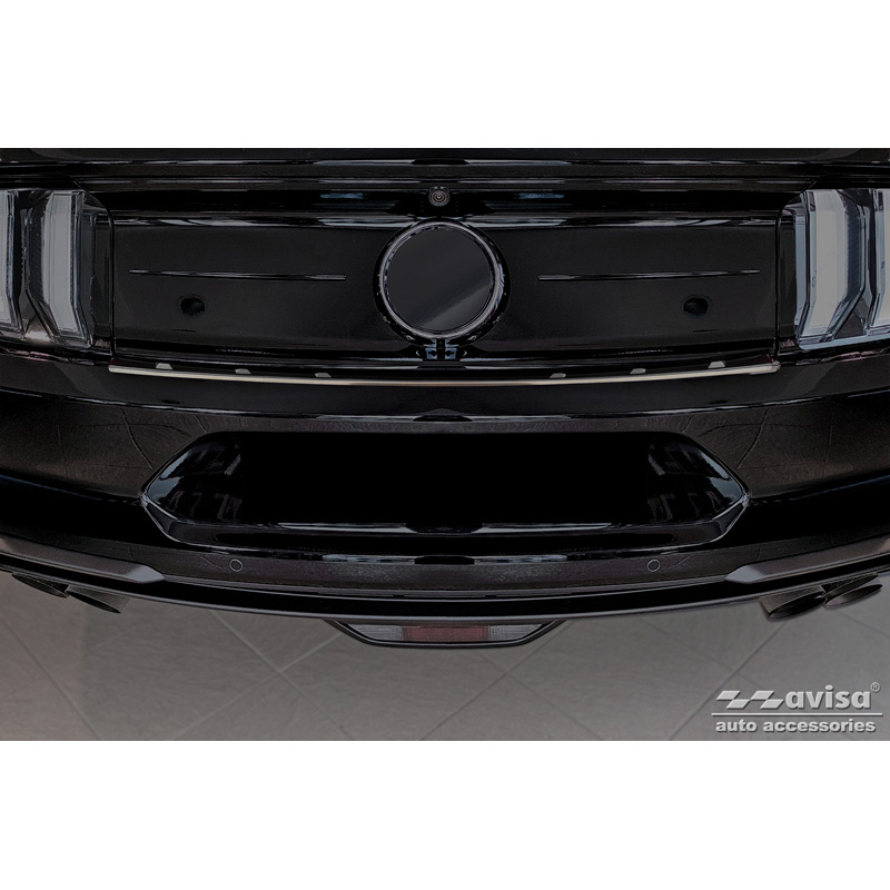Protection de seuil arrière inox noir sur mesure pour Ford Mustang VI Coupé 2015-2017 & FL 2017- incl. GT 'Ribs'
