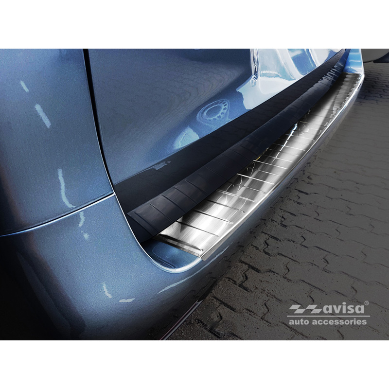 Protection de seuil arrière inox sur mesure pour Mercedes Vito & Classe-V 2014-2019 & Facelift 2019- 'Ribs' (Version longue)