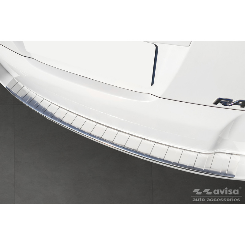 Protection de seuil arrière inox sur mesure pour Toyota RAV-4 III 2005-2008 & FL 2008-2012 'Ribs' (convient uniquement sans roue de secours)