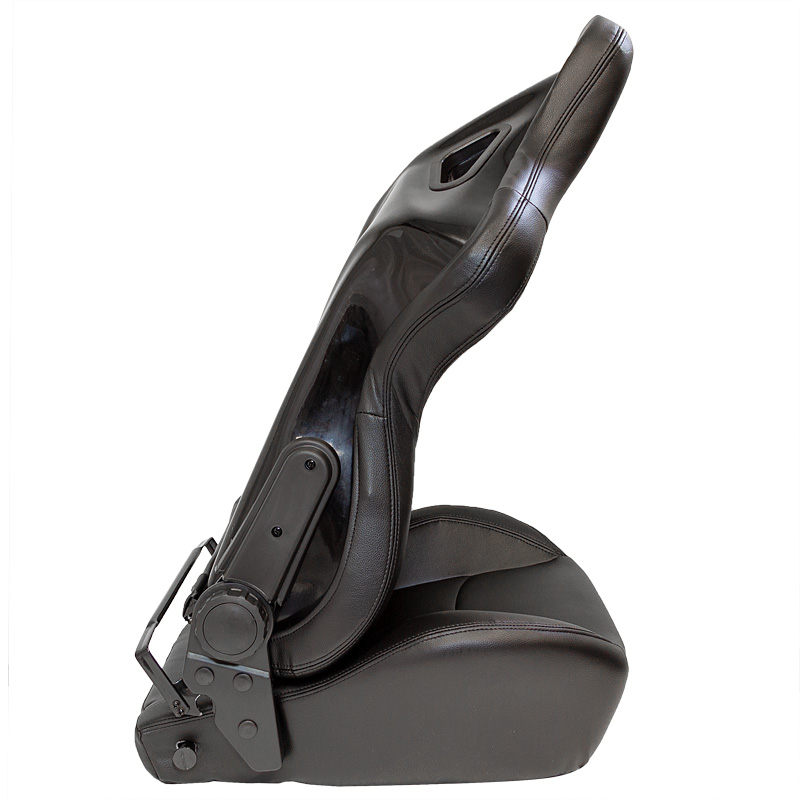 Siège baquet 'BS2' - Simili Cuir Noir - Dossier réglable en polyester - incl. glissières