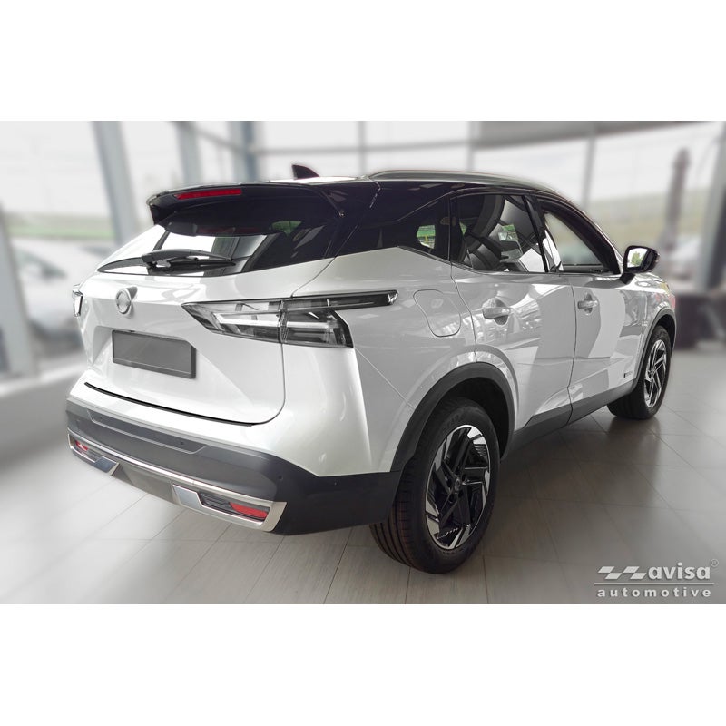 Avisa Protection de Seuil de Coffre Acier Inox Shadow Premium sur mesure pour Nissan Qashqai III (J12) 2021-2024 & Facelift 2024- - Noir / Noir Brillant