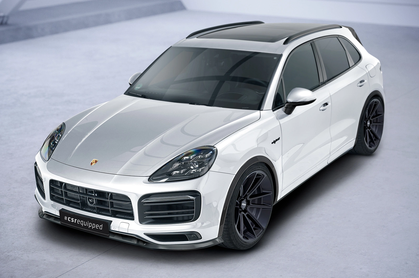 Voorspoiler Porsche Cayenne P0536/9YA Glans Zwart van CSR Automotive (2017-2023)