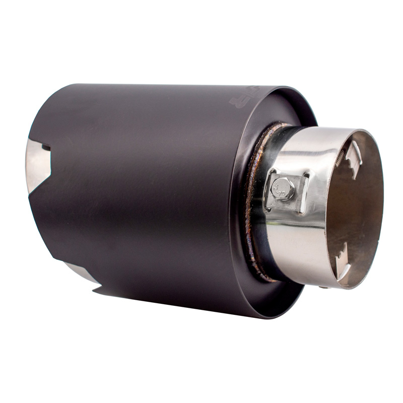 Simoni Racing Embout d'Échappement Rond/Oblique Noir-mattes+Inox - Ø116xL170mm - Montage 42-74mm