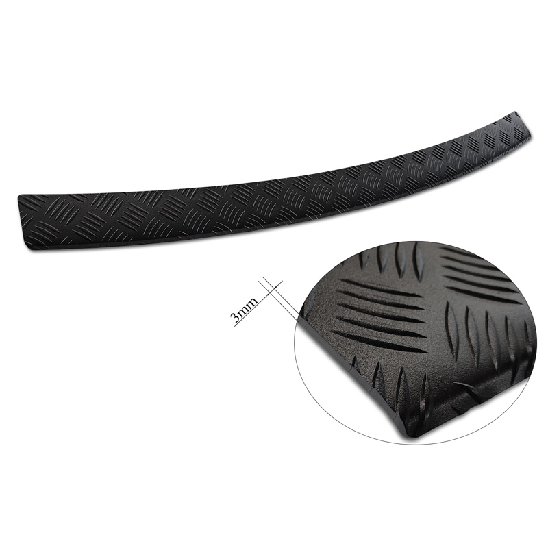 Protection de seuil arrière en aluminium noir mat sur mesure pour Volkswagen Caddy 2004-2015 & FL 2015-2020 'Riffled Plate'