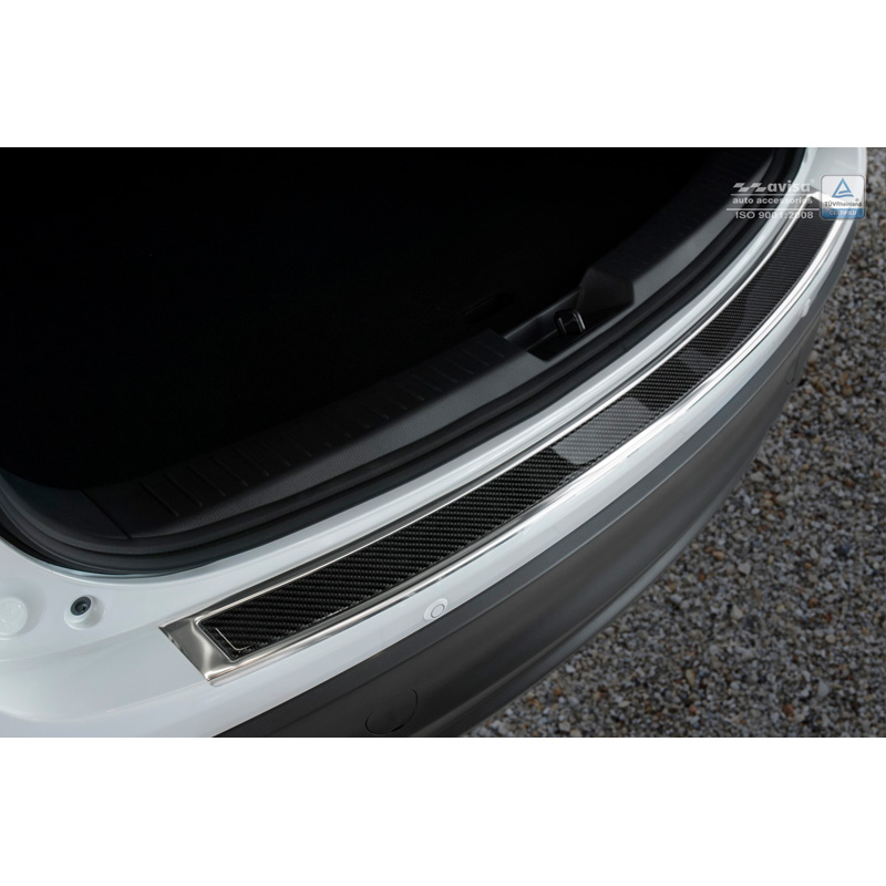 Protection de seuil arrière inox 'Deluxe' sur mesure pour Mazda CX5 2012-2017 Chromé/Carboné noir