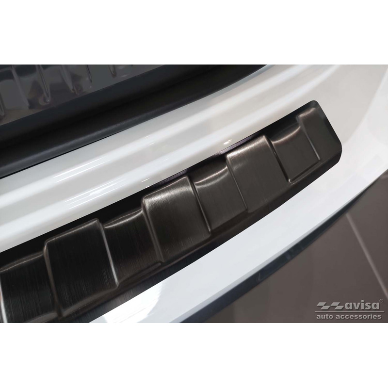Protection de seuil arrière inox Noir sur mesure pour Audi Q3 II 2019- incl. S-Line 'Ribs'