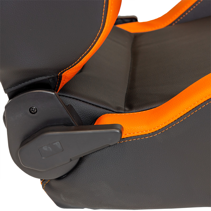 Siège baquet 'RS6-II' - Noir-Mattes/Simili Cuir Orange - Dossier réglable - incl. glissières