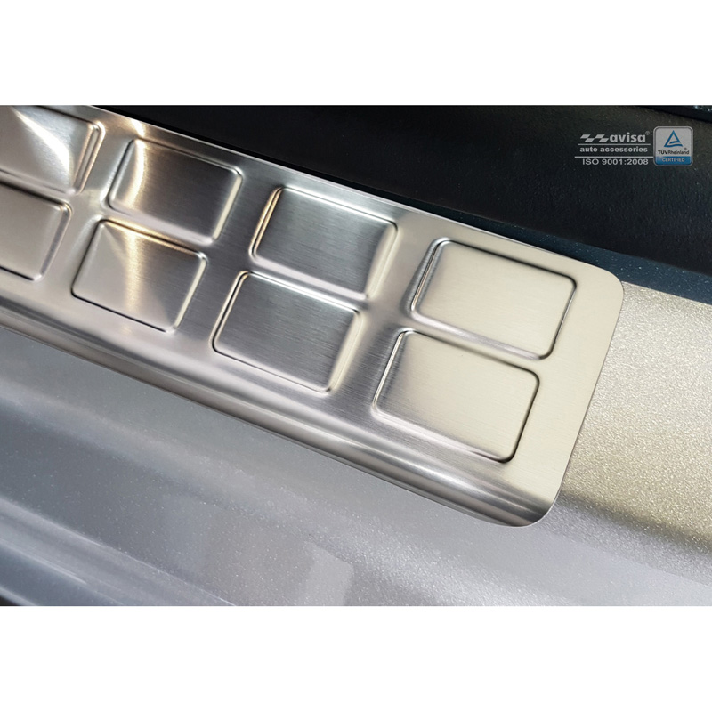 Seuils de portes inoxydable sur mesure pour Citroën Spacetourer / Peugeot Traveller / Peugeot Expert / Toyota Proace 2016- / Opel Zafira Life 2019- / Fiat Ulysse 2022- - 'Rectangles' - 2-pièces portes coulissante arrières